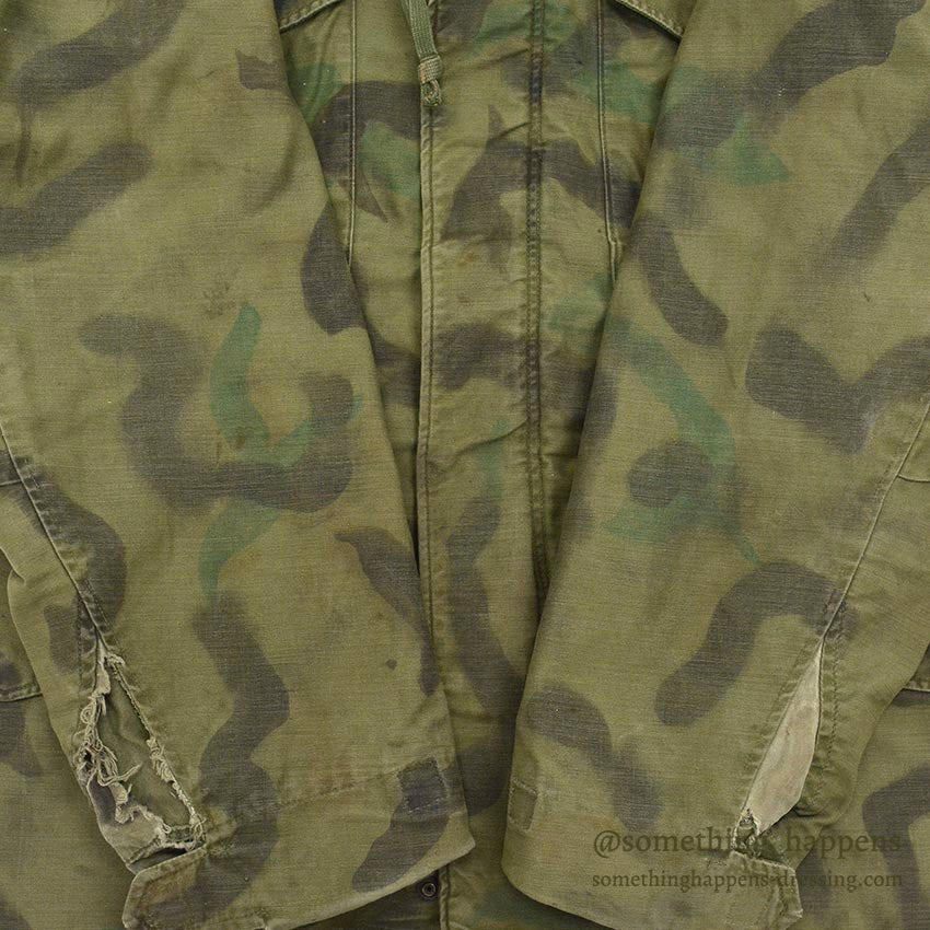1960's USARMY M-65 HAND PAINTED CAMO JACKET / 1st PATTERN...