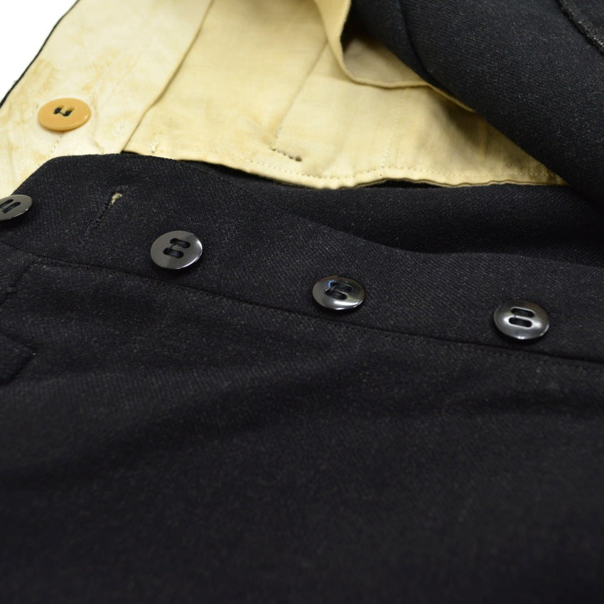 40's~ Black wool work trousers...W32×L32