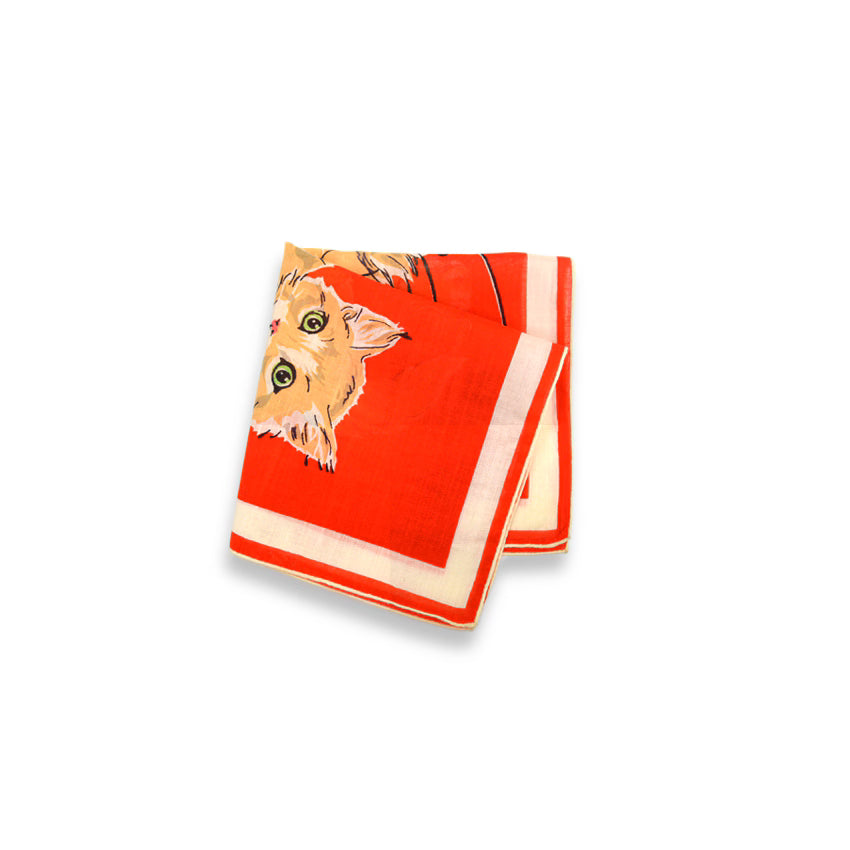 50s-style cat-themed kids' handkerchiefs, set of 3...