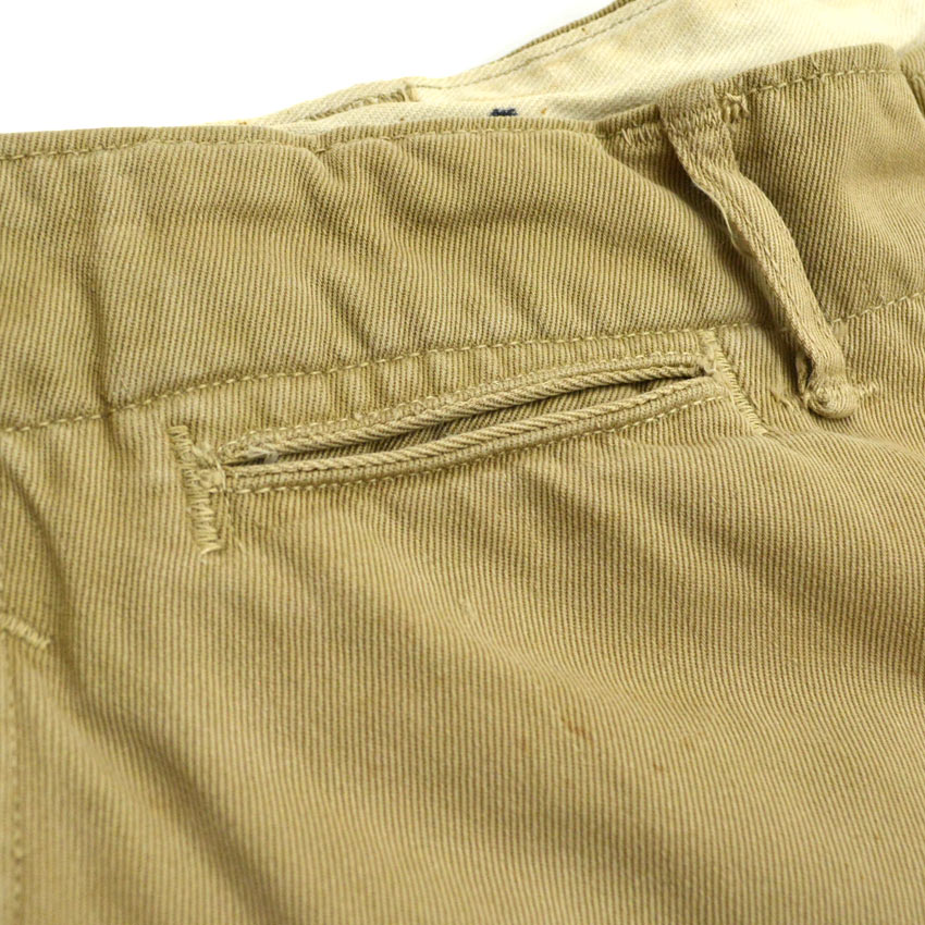 1940s US ARMY M-1943 Khaki Chino Pants with Gas Flap... W32 x L31