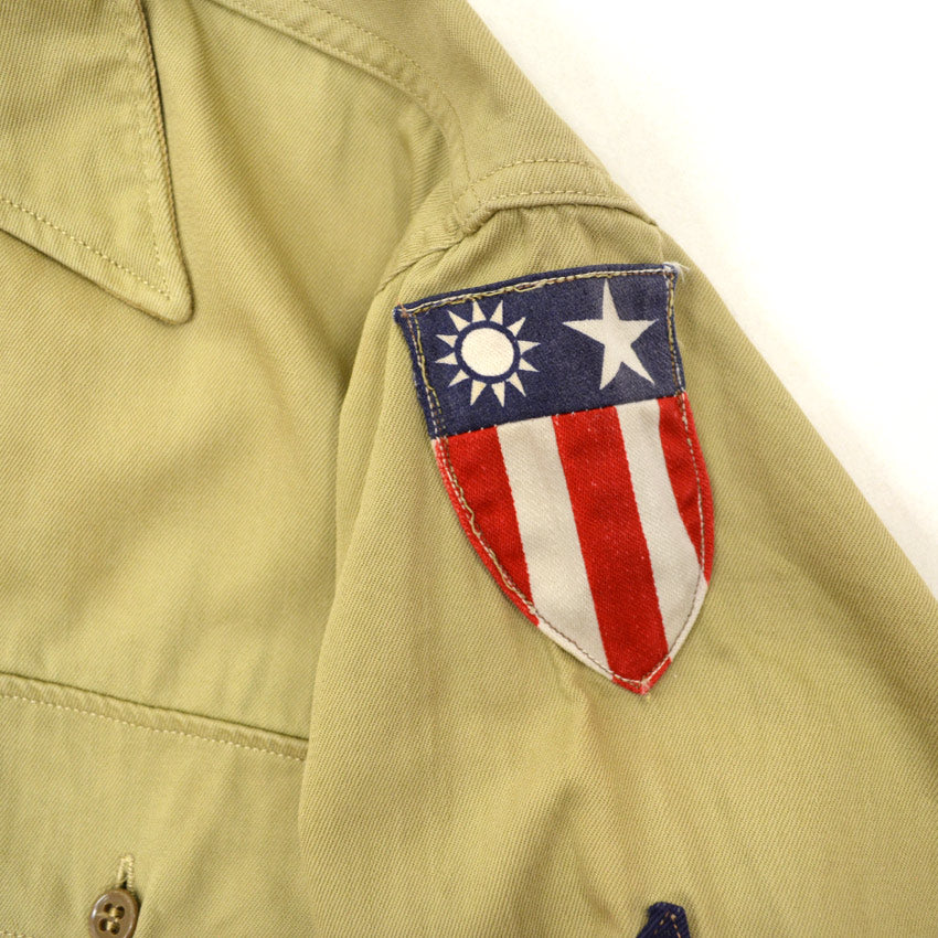 40's USAAF ww2 Pilot Officer Dress Cotton Shirt with CBI Patch...