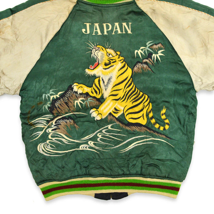 1940s- JAPAN SOUVENIR JACKET (Sukajan) with double-sided patch pockets and TOYO zipper...