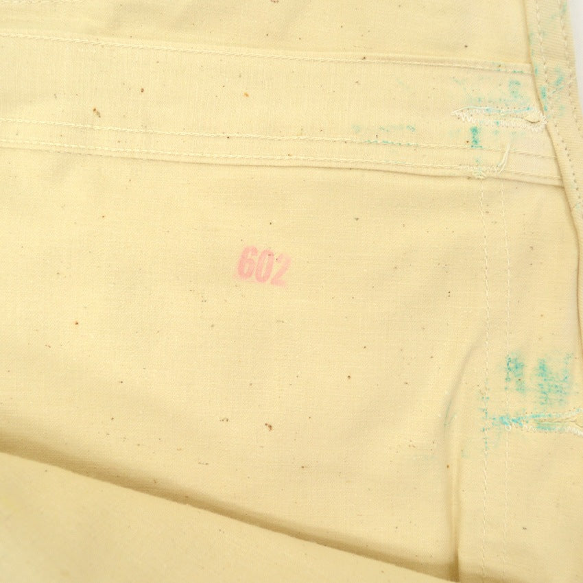 1970s Deadstock Lee Off-White Overalls, Double Knee, with Apron, Lot.C44SB ... W40 L30