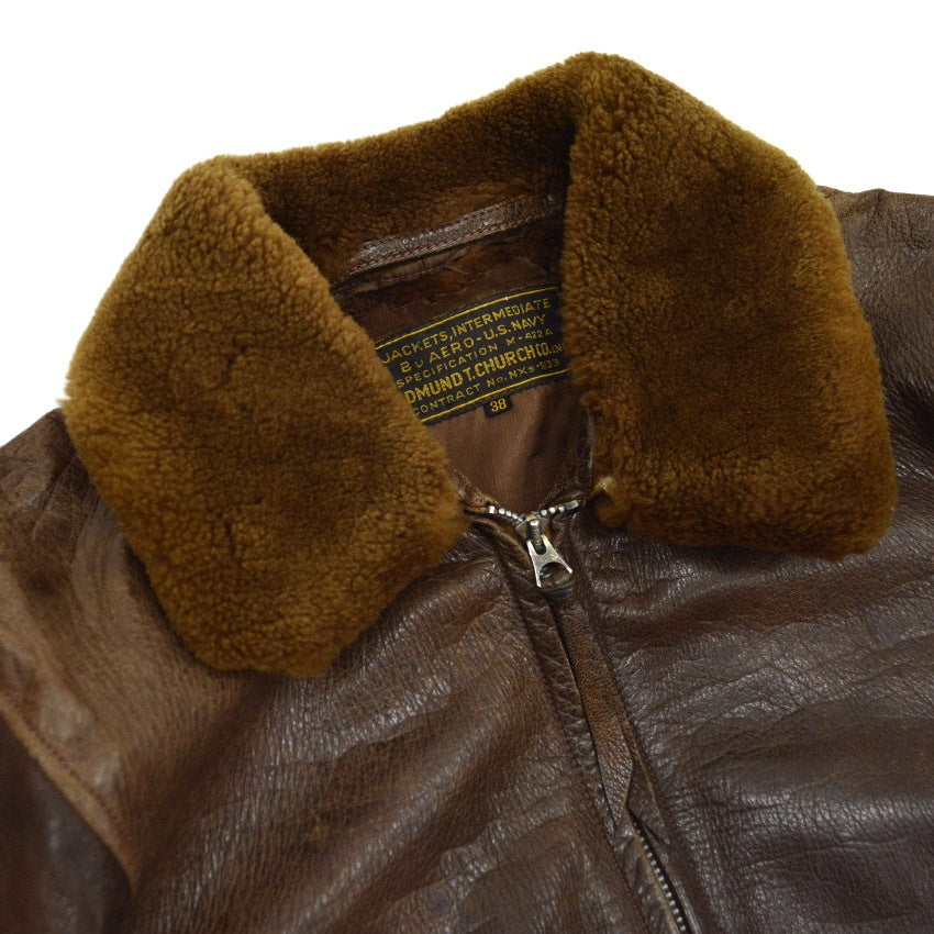 1940's USNAVY M-422A FLIGHT JACKET EDMUND T.CHURCH CO... 38