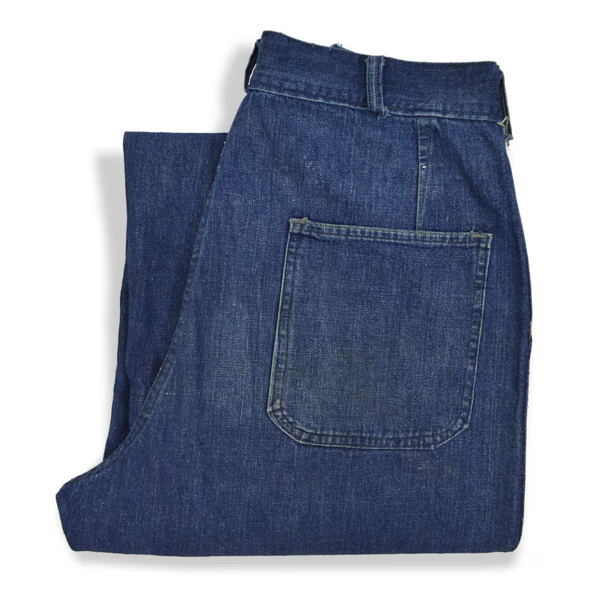 1940's USNAVY WW2 DENIM TROUSERS METAL BUTTON... W32