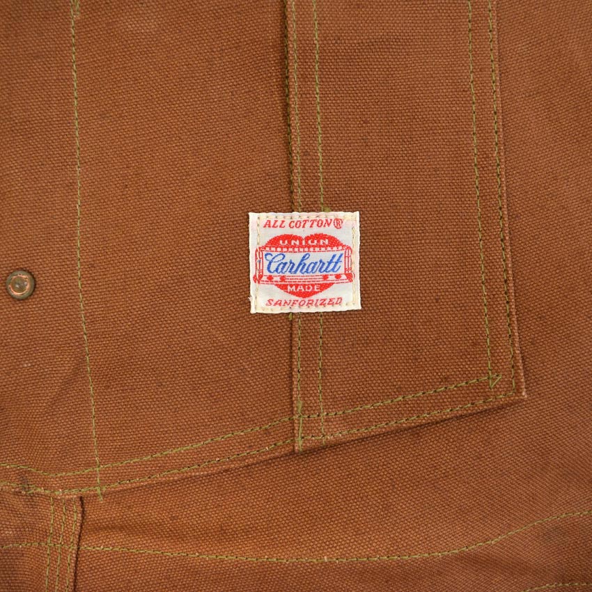 1950's DEADSTOCK CARHARTT BROWN DUCK DOUBLE KNEE OVERALL... W42 L32