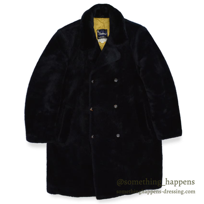 〜1960's Shanhouse BLACK FAKE FUR DOUBLE BREASTED COAT ... 40