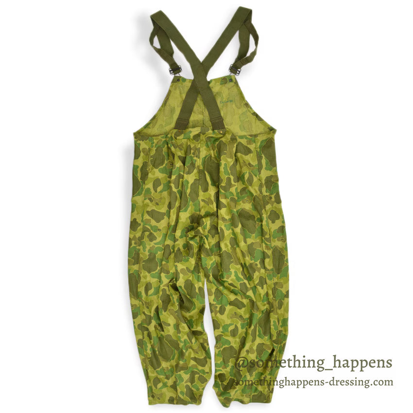 ~1960's DEADSTOCK FROGSKIN CAMO HBT HUNTING OVERALL...EX-LARGE