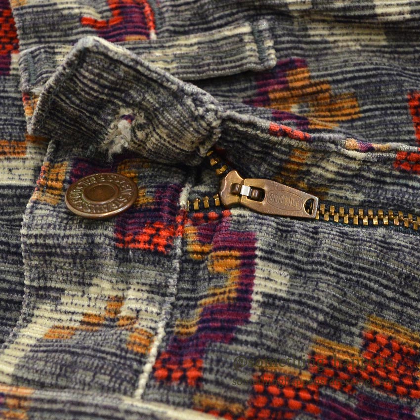 1960's~ LEVI'S BIG-E NATIVE PATTERN PRINT CORDUROY PANTS... W32 L28