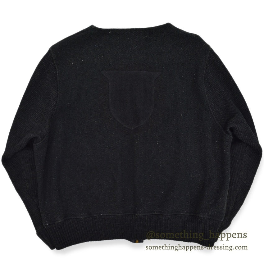 ~60's UNITOG BLACK ZIP UP WOOL JACKET...X-LARGE LONG