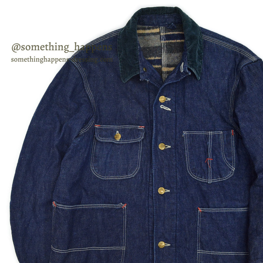1950's UNKNOWN DENIM COVERALL BLANKET DARK... Fits like 36