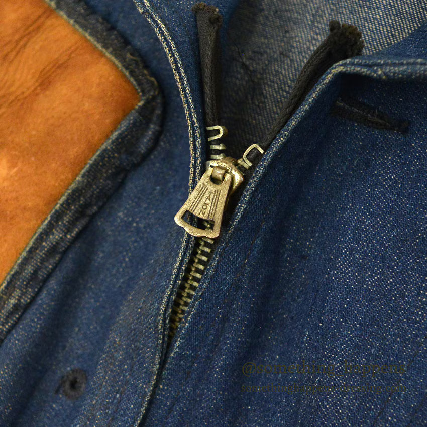 1940's U.S.NAVY WW2 SHAWL COLLAR DENIM JACKET SHOOTING CUSTOMIZED ... 42