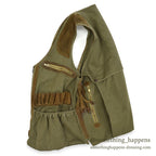 ~1970's SAFARI HUNTING CANVAS & LEATHER VEST MADE IN SPAIN...