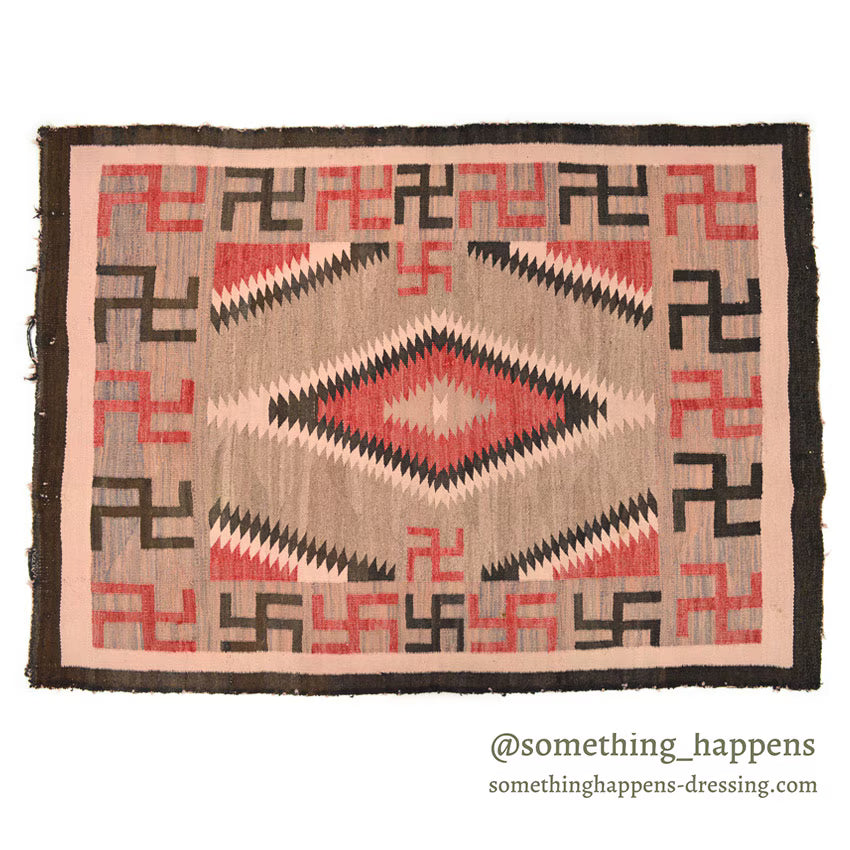 c.1930's NAVAJO RUG WHIRLING LOGS SWASTIKA... 155cm/110cm