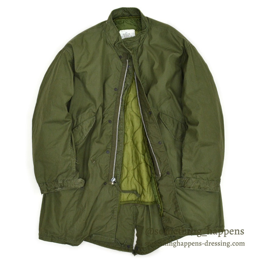 1960s US ARMY PARKA, MEN'S, M-65, Aluminum Zipper & USED LINER... M