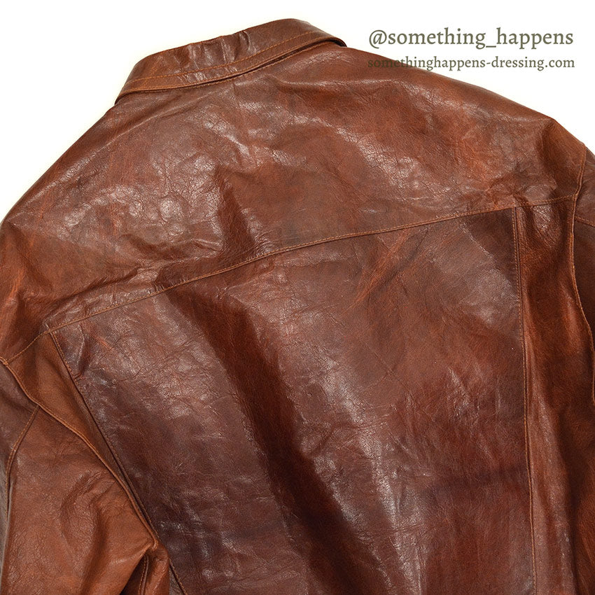 ~1980's UNKNOWN BROWN LEATHER JACKET TYPE 3RD ... Fits like 48