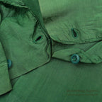 1950's~ YIN YANG EMBROIDERY SOUVENIR GREEN SATIN SHIRT ... Fits like S