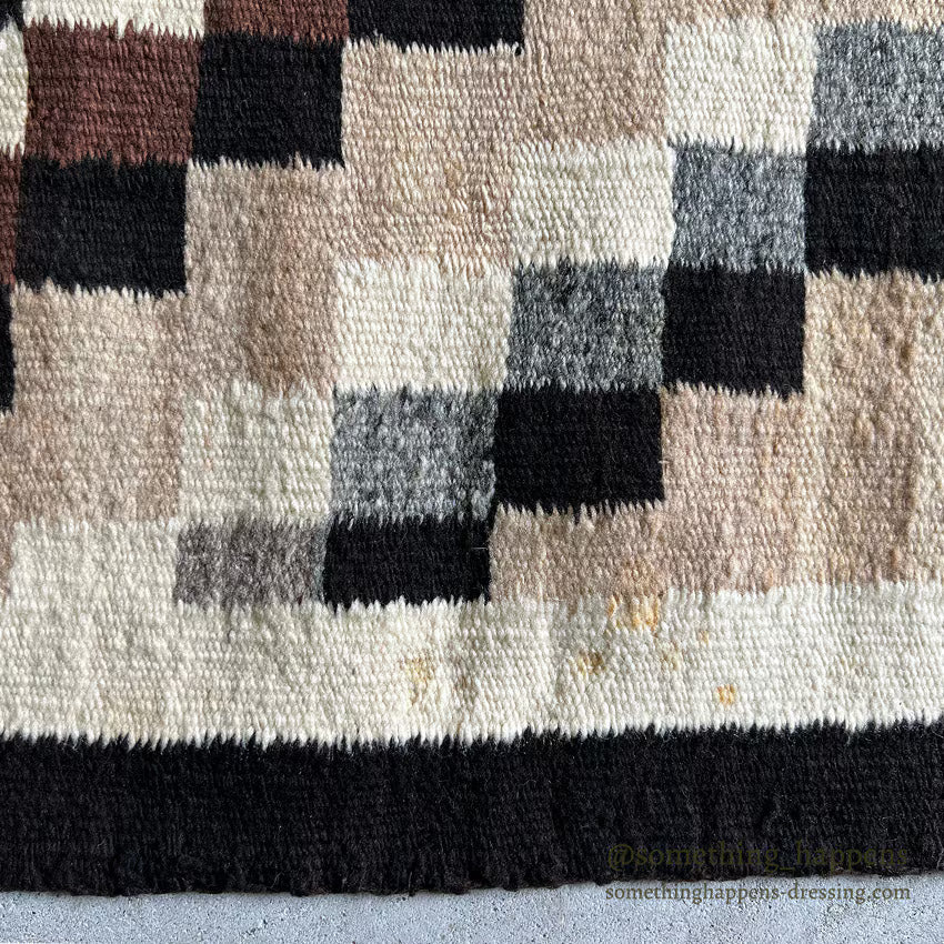 1940's~ NAVAJO RUG DOUBLE DIAMONDS PATTERN ... 145cm/78cm
