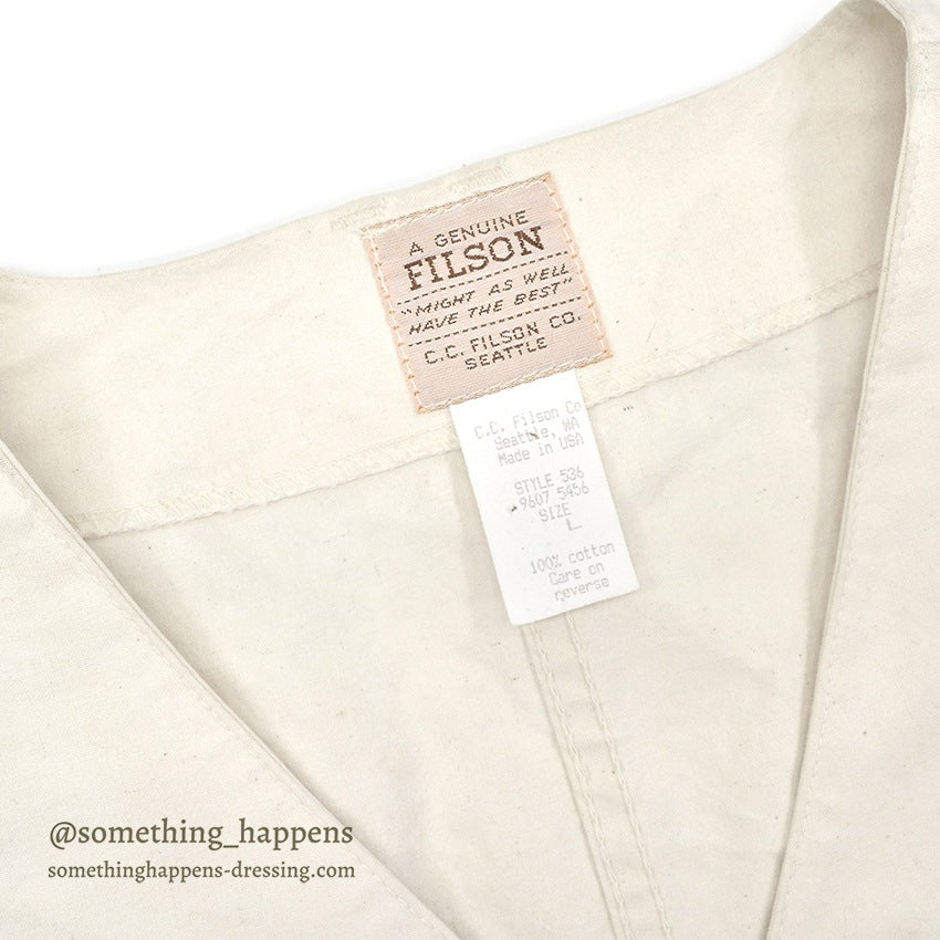 1990's~ FILSON SHELTER CLOTH HUNTING VEST NATURAL... L