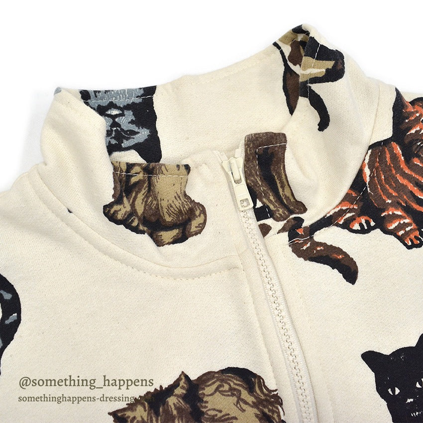 1990's MICHIGAN RAG CO. ALL OVER CATS PRINT JACKET... MEDIUM