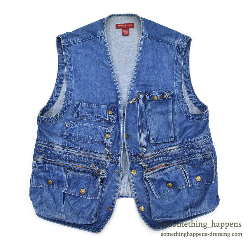 1990's BANANA REPUBLIC DENIM PHOTO JOURNALIST VEST...L