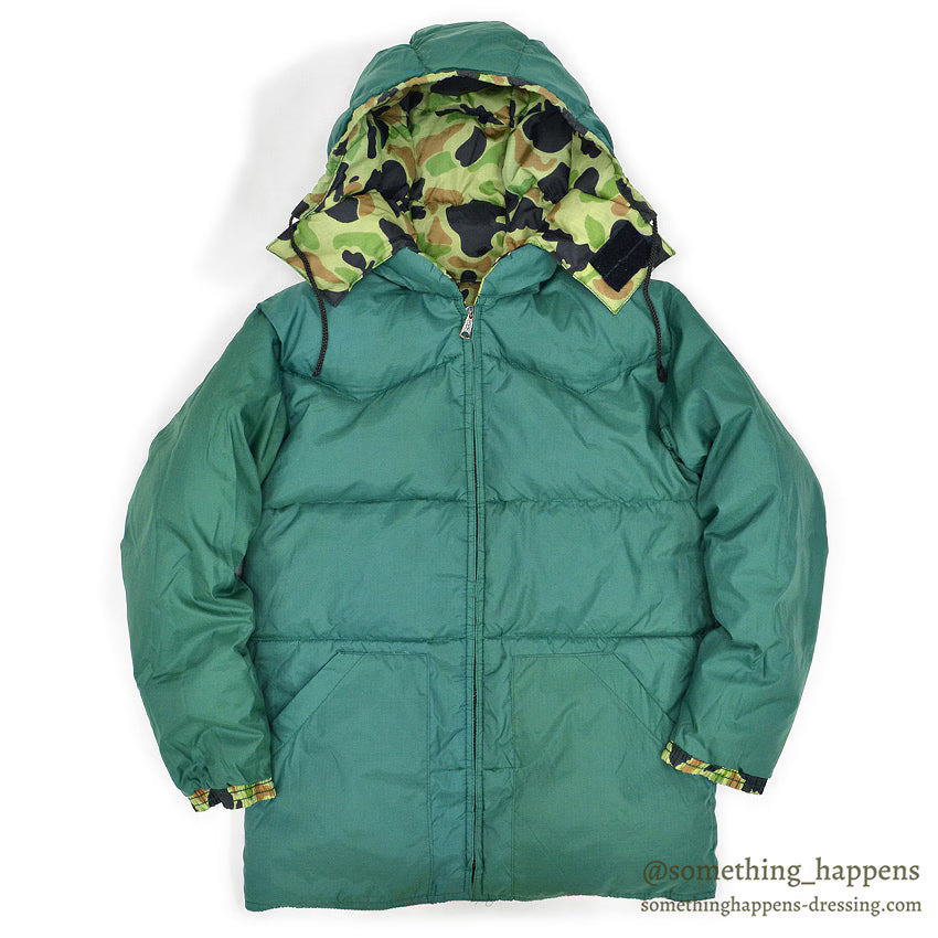 ~1980's TOUCH DOWN DUCK HUNTER CAMO REVERSIBLE DOWN JACKET...S