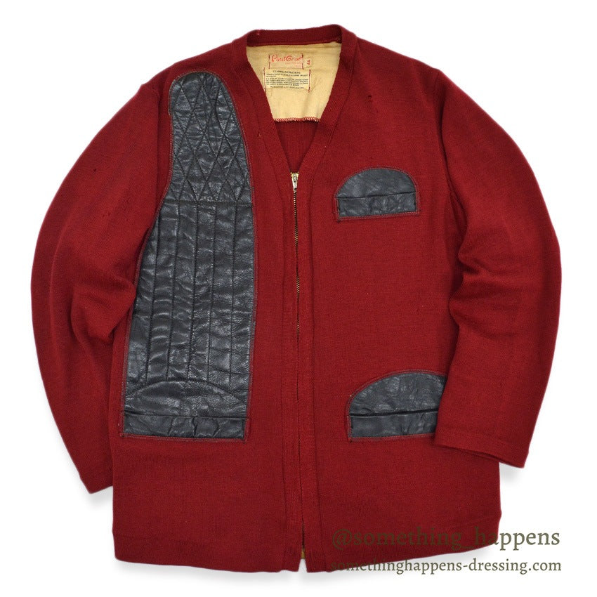 1960's PAUL GRAF SHOOTING ZIP UP WOOL CARDIGAN DARK RED... 44