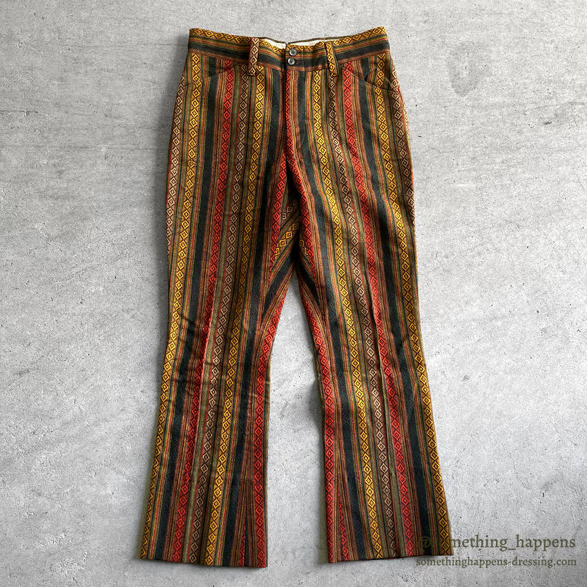 1970's MACH II BY ARROW MULTI STRIPE PATTERN FLARE PANTS... W32/L29