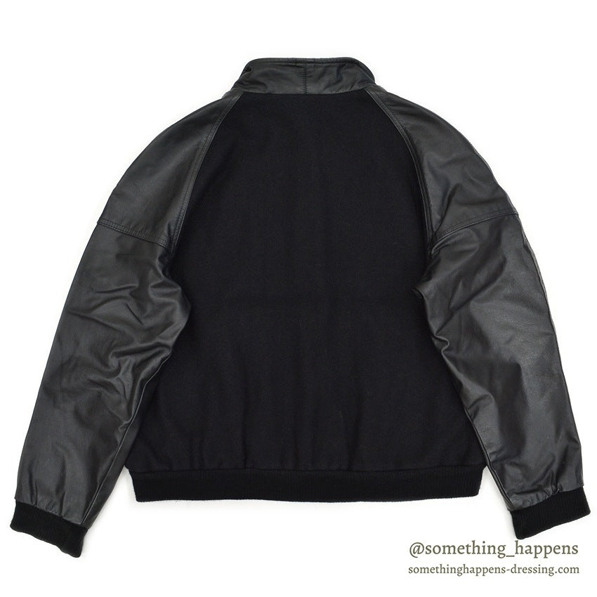 1990's~ CHARMED ALL BALCK WOOL / LEATHER JACKET .... M