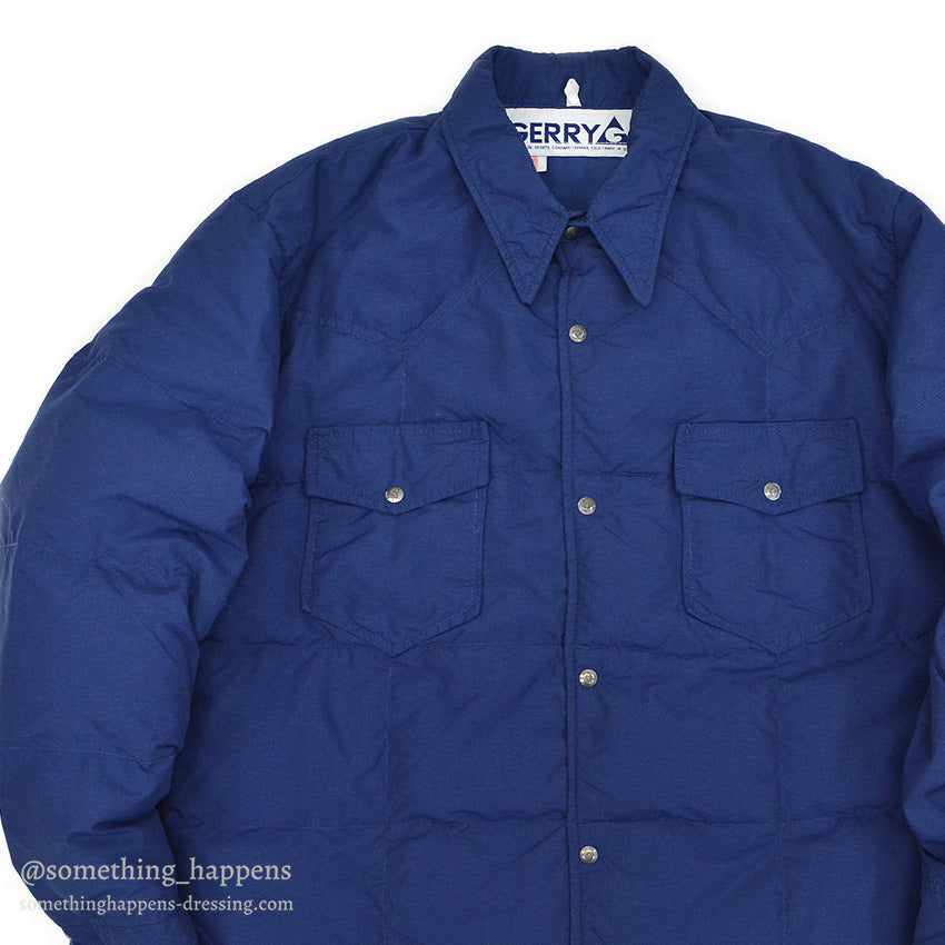 1980's GERRY DOWN SHIRT NAVY ... Fits like L to XL
