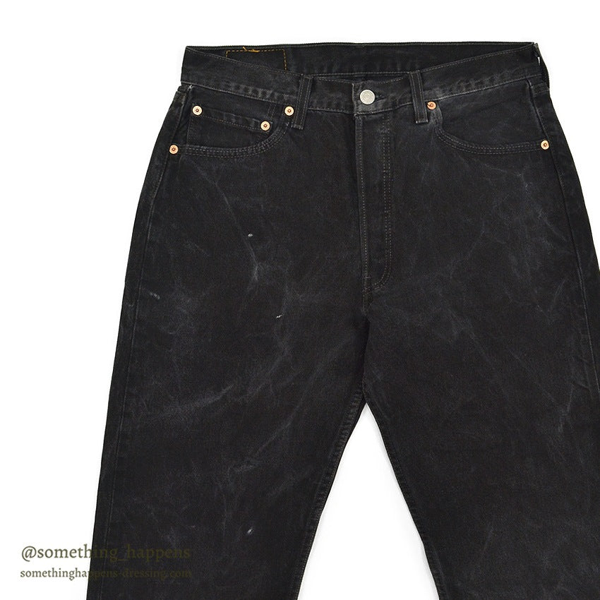 1990's Levi's 501 BLACK DENIM PANTS Made in USA SMOKY FADED... W34/L32