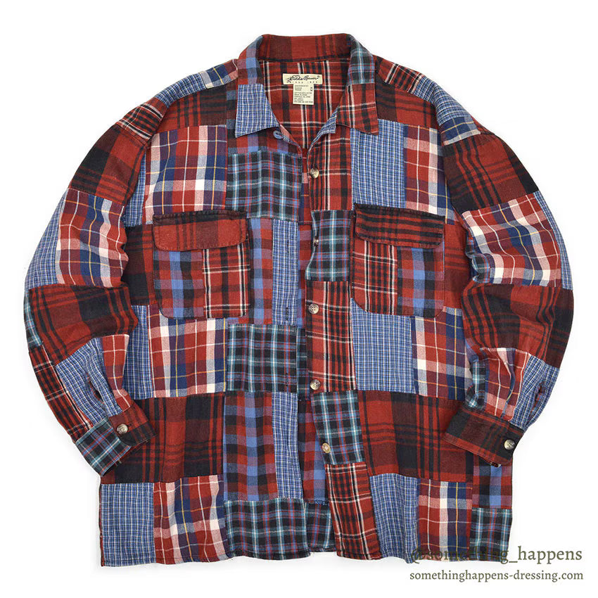 EDDIE BAUER PATCHWORK PLAID FLANNEL SHIRT...M