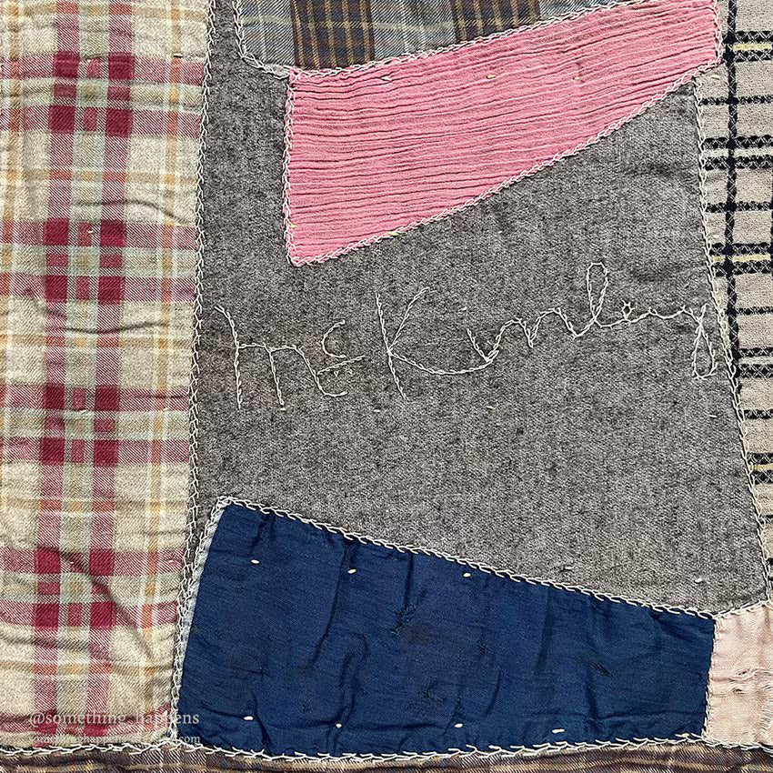 ANTIQUE '1909 EMBROIDED CRAZY PATCHWORK QUILT... 174cm/166cm