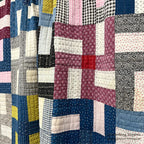 ANTIQUE WHIRLING LOGS SWASTIKA CRAZY PATCHWORK QUILT... 202cm/166cm