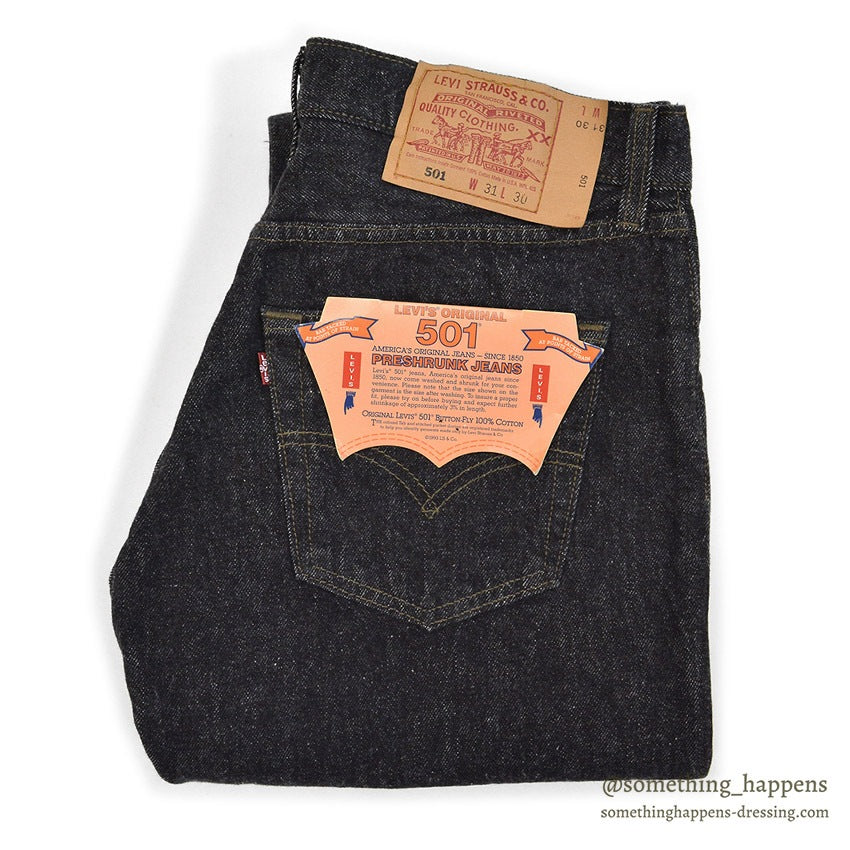 1990's DEADSTOCK Levi's 501 BLACK DENIM PANTS ... W31/L30