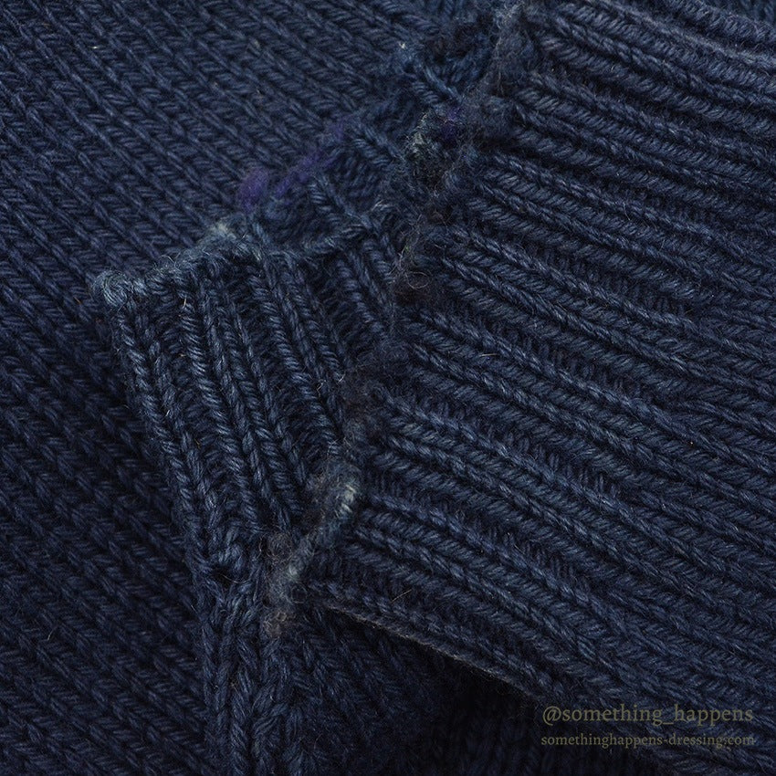 1930's~ OLD DARK NAVY KNIT WOOL SWEATER / FADED...