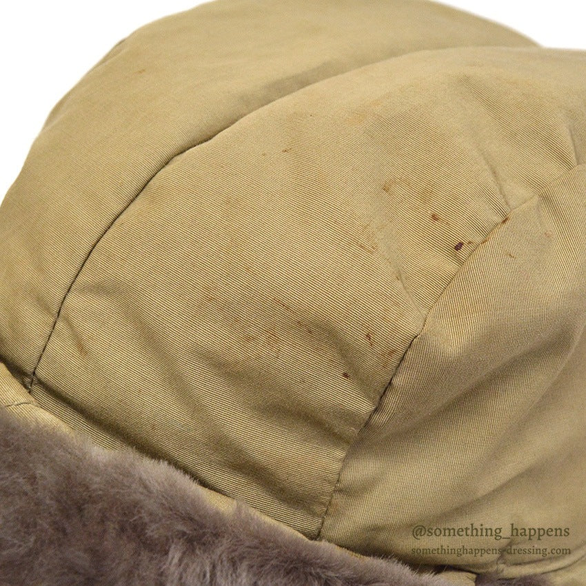 1960's EDDIE BAUER MOUTON FUR DOWN HAT / AUTUMN TAN...XL