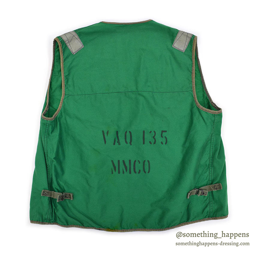 1980's USNAVY LIFE PRESERVER VEST MARK1 T GREEN / STENCIL ... L