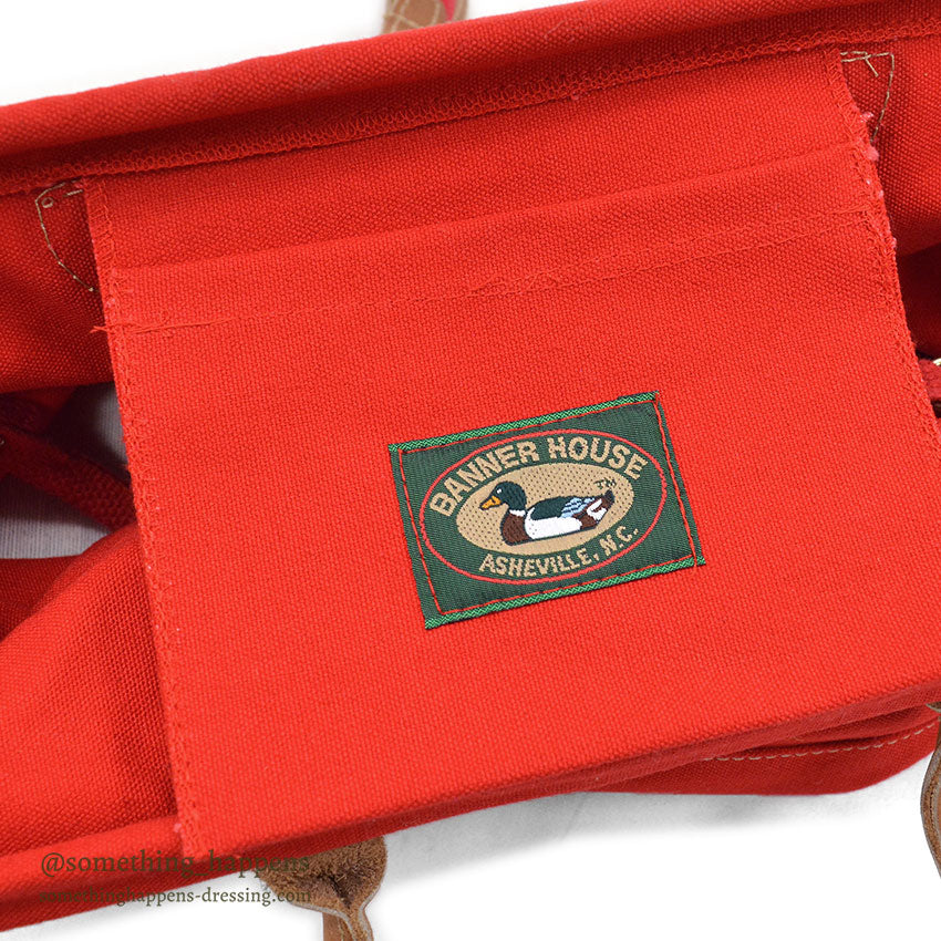 1980's~ DEADSTOCK BANNER HOUSE CANVAS BAG / LEATHER HANDLE...