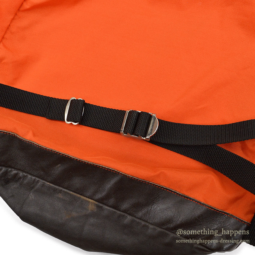 1970's EDDIE BAUER ORANGE NYLON/LEATHER RUCK SACK...