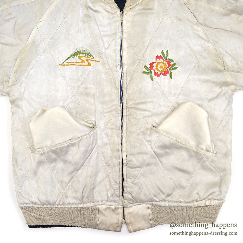1950's JAPAN SOUVENIR JACKET スカジャン ALL BLACK TTSジッパー ...