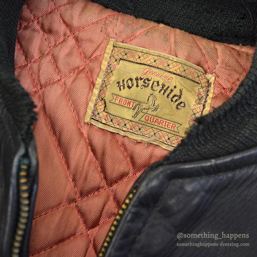 1950's HORSEHIDE ALL BLACK LEATHER SPORT JACKET / RARE DETAIL ...
