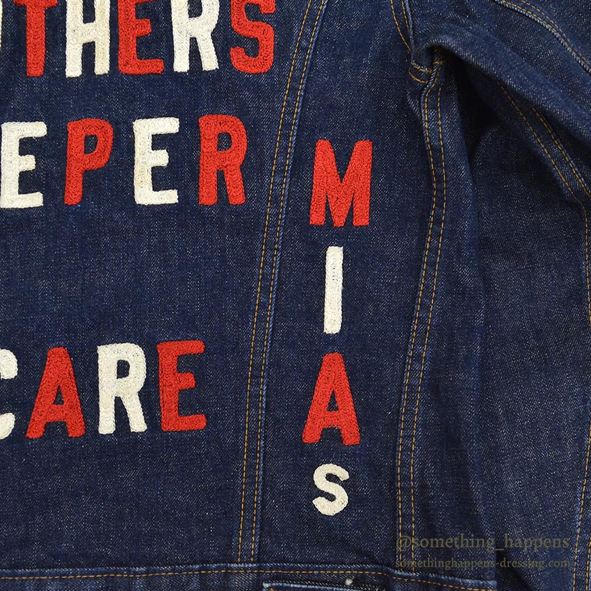 1960's~ LEVI'S 70505-0217 BIGE POW MIA EMBROIDERED DENIM JACKET / SPECIAL...