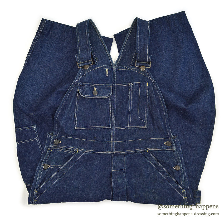1930's~ WARDS PIONEER DENIM OVERALL / VERY DARK ... W37/L26