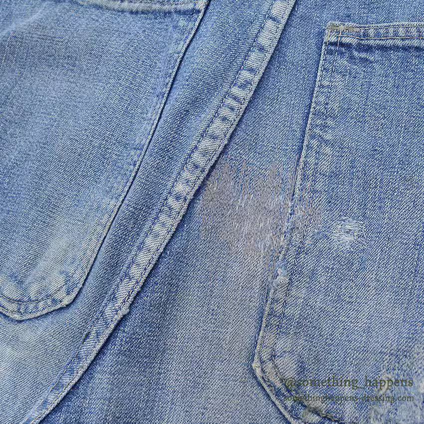 1940's U.S.NAVY BLEACHED DENIM TROUSERS / METAL BUTTON ... Fits W30