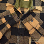 1960's FOX KNAPP PLAID WOOL CPO SHIRT / SUN FADED ... M