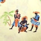 60's Sportswear Black Print Italian Collar Aloha Shirt...