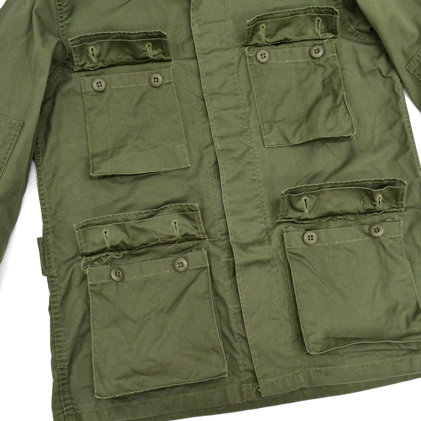 80's- FRONTLINE Civilian All-Cotton BDU Jacket OD ... MR