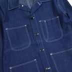 ~60's Black Lacquer Double Stitch Denim Coveralls, Mint... Size 42