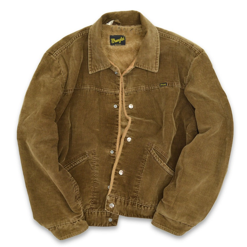 70's Wrangler Dark Brown Corduroy Jacket with Sherpa Liner... Size 46